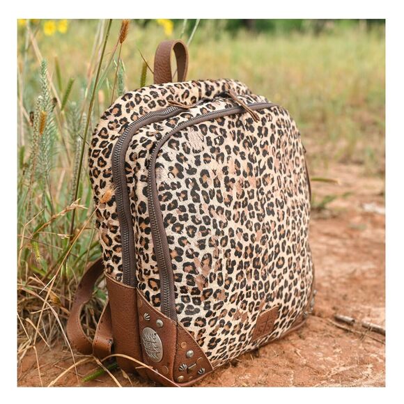 5101 Great Plains Mini Leopard Print/Brown Leather Backpack OS
